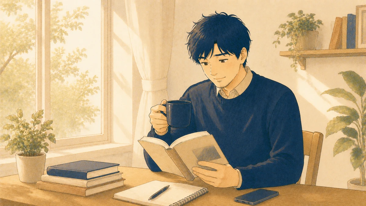 余白の時間に学び始める先生のイラスト